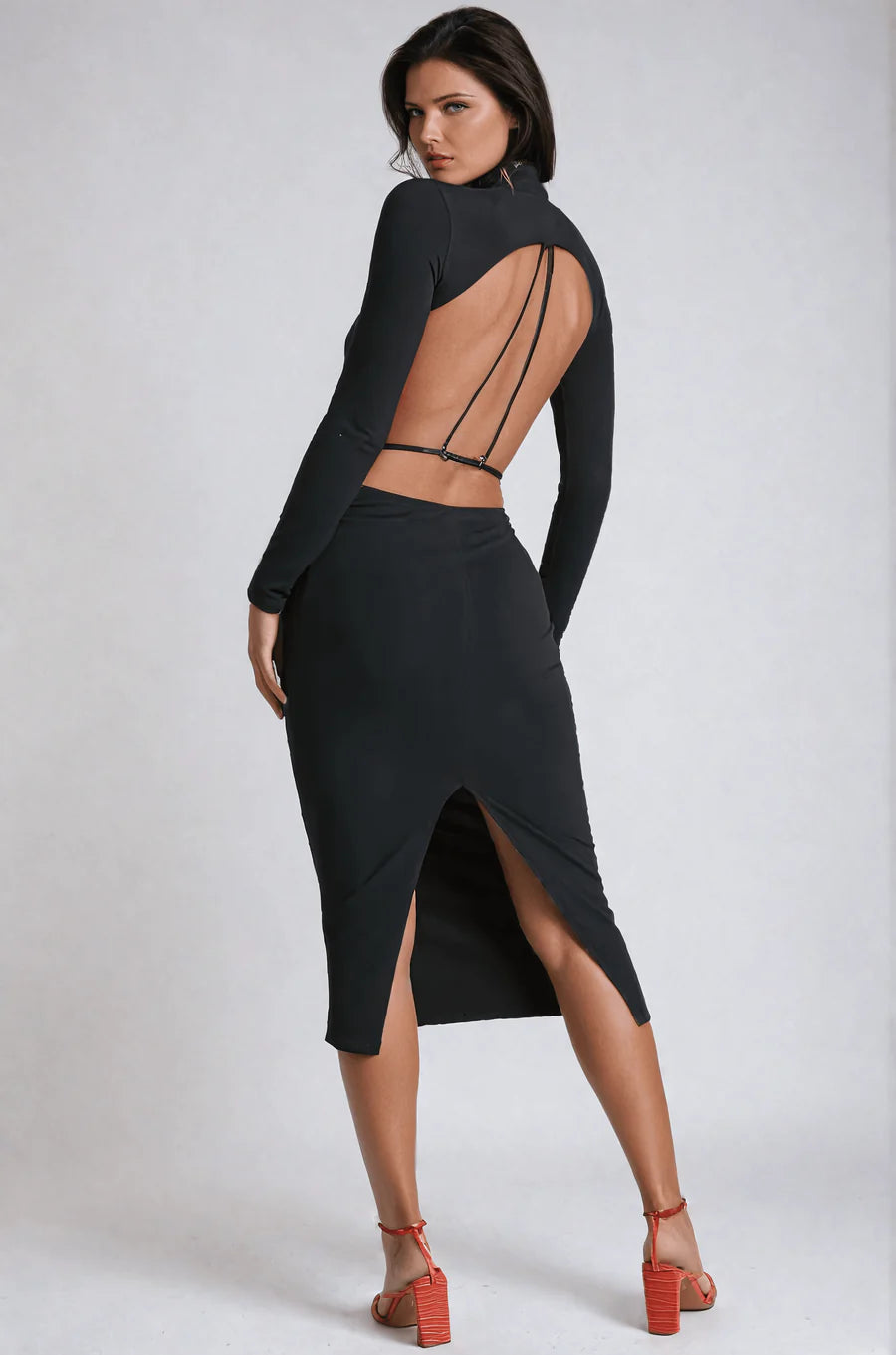 Westila's Hot Waist Cut Black Backless Dress