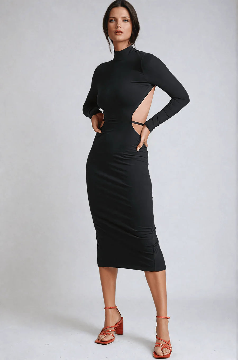 Westila's Hot Waist Cut Black Backless Dress